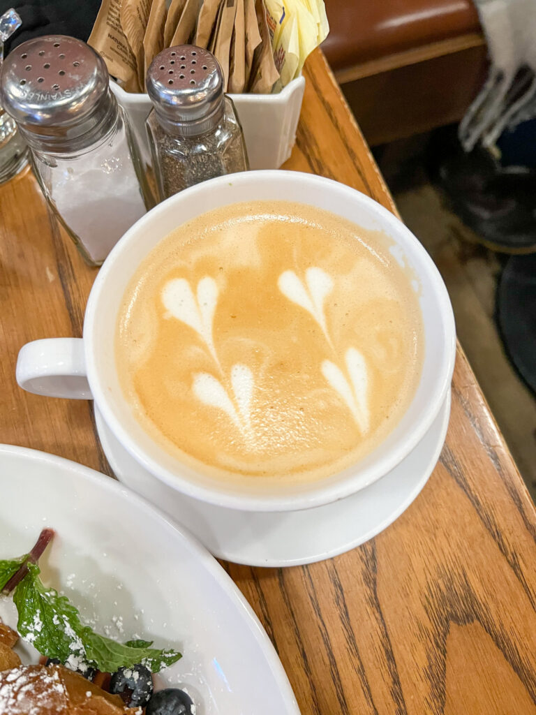 Caramel latte with hearts on it from Friedman's in NYC