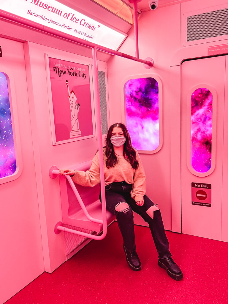 Museum of Ice Cream pink subway car.